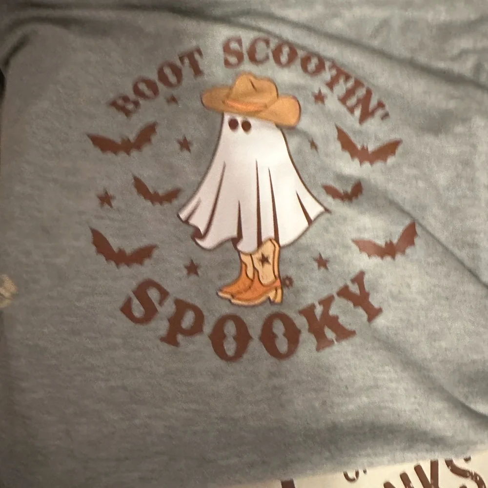 Source Unknown Gray Boot Scootin' Spooky Long Sleeve Tee - Picture 6 of 6